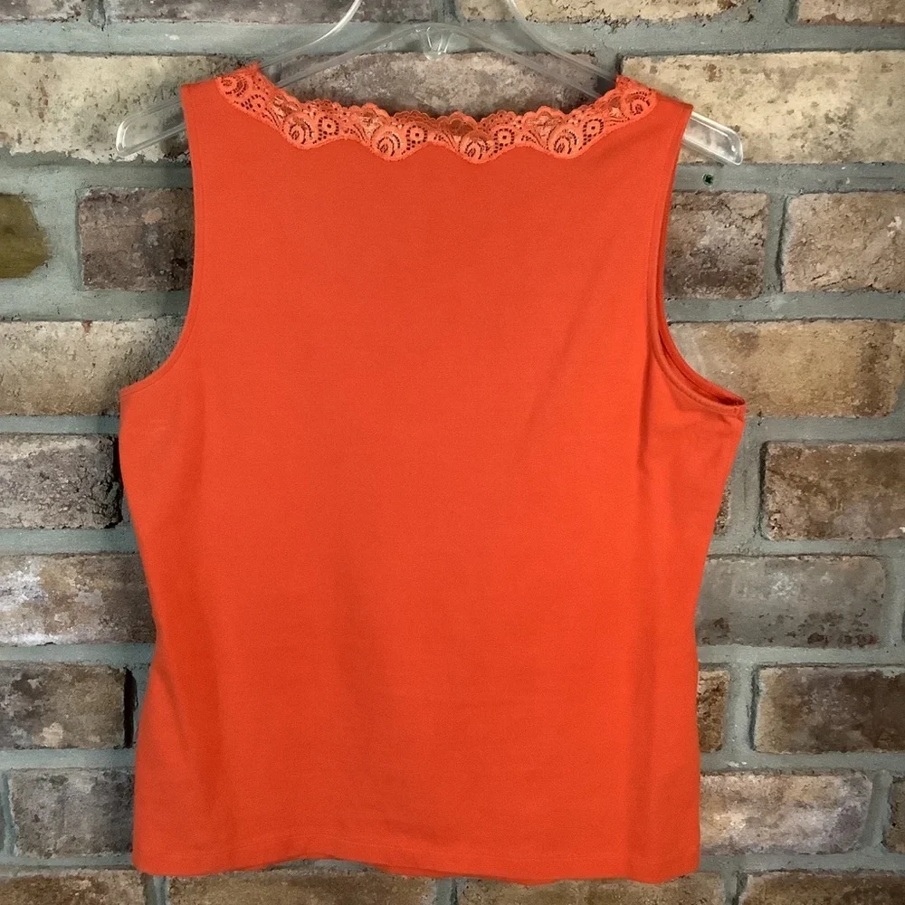 TALBOTS Orange Lace-Trim Tank Top 63 - Picture 8 of 8